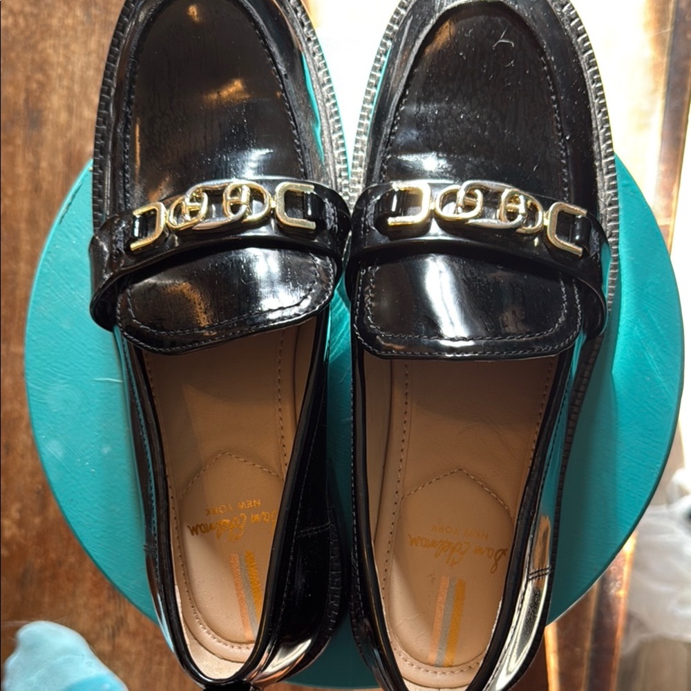 Sam Edelman Black Gold Patent Leather Flats